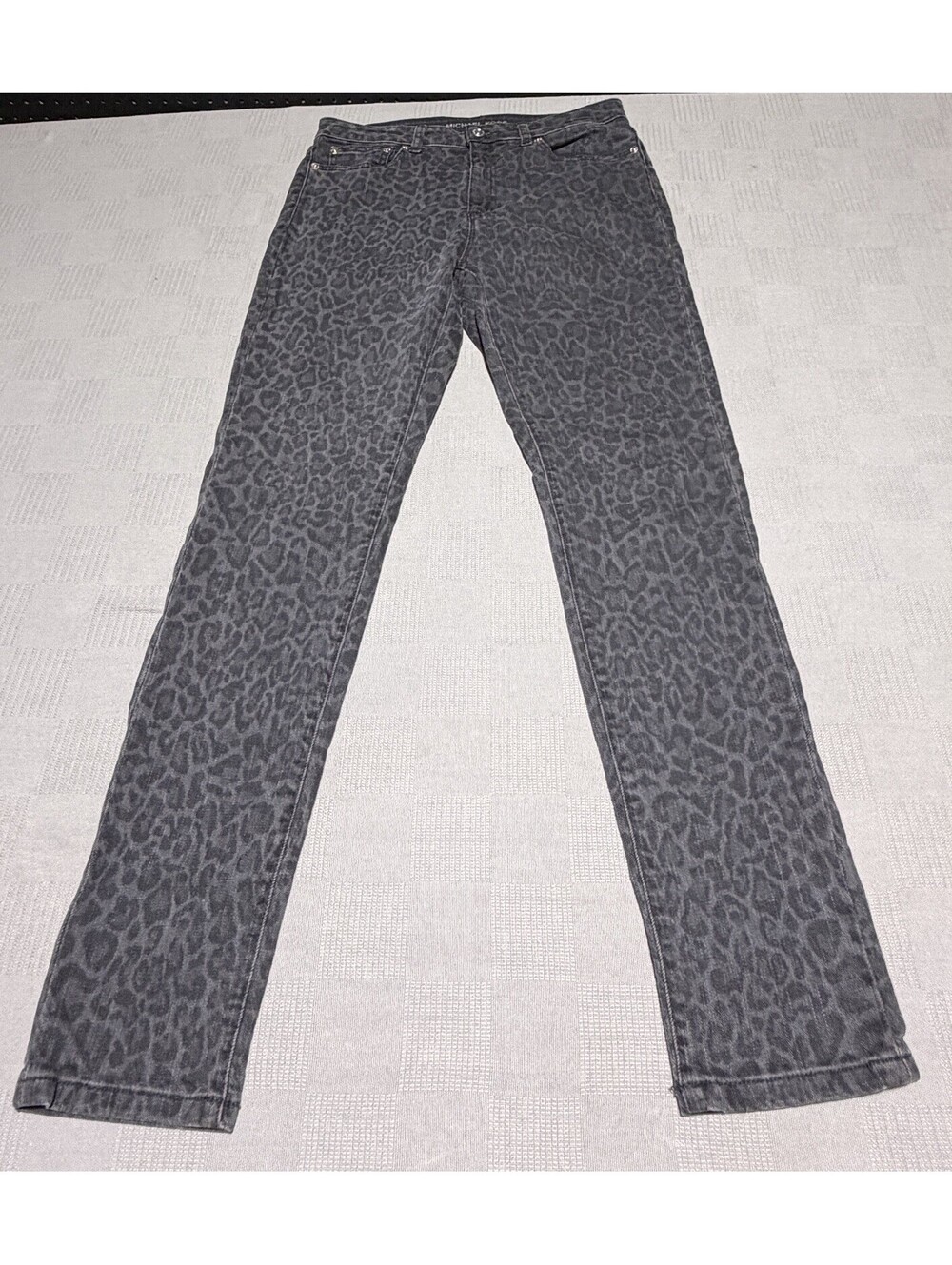 Michael Kors Black Leopard Print Skinny Jeans Womens SZ 6 Animal Print Denim